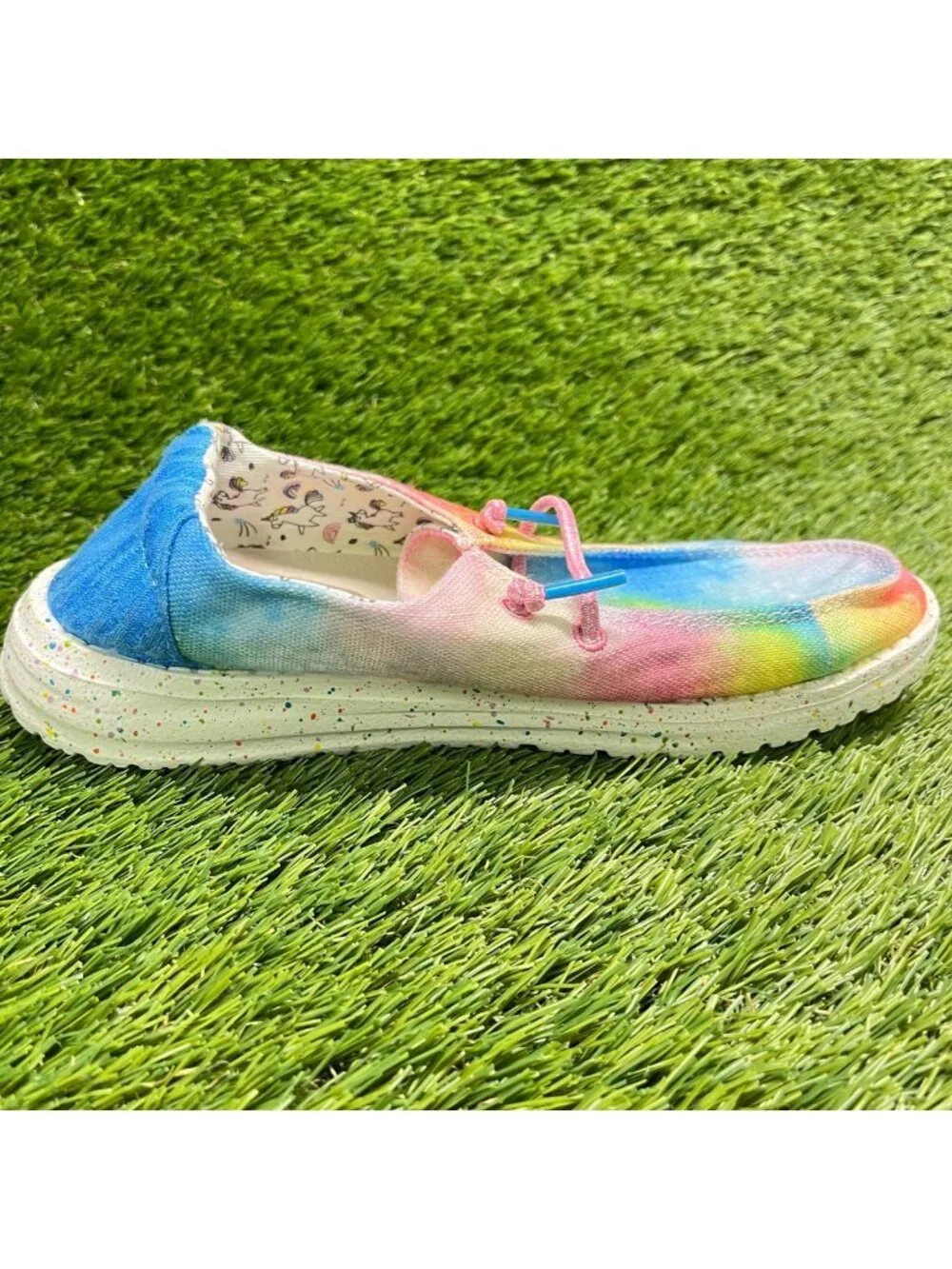 Hey Dude Wendy Dreamer Girls Size 4Y Blue Pink Athletic Walking Slip On Shoes